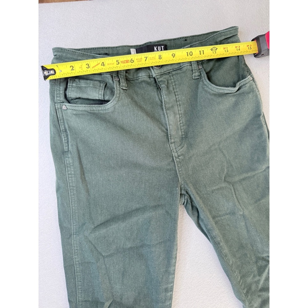 KUT from the Kloth Skinny Jeans Olive Green High Rise Pants Women 8 - Picture 2 of 6